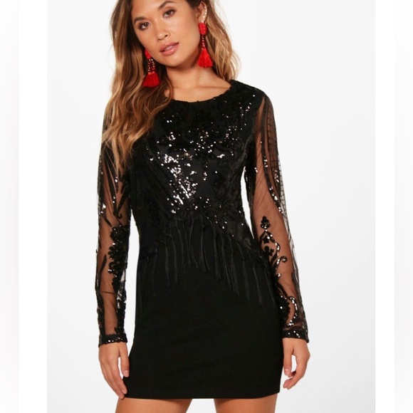 NWT Black Sequin Dress - Picture 3 of 3